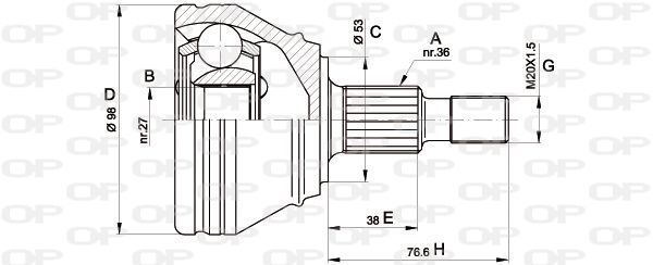 OPEN PARTS Nivelsarja, vetoakseli CVJ5442.10